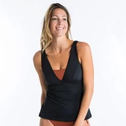 Bikinitop TANKINI MARINE Met V-hals En Uitneembare Pads EFFEN ZWART -Kleding Verkoop bikinitop tankini marine met v hals en uitneembare pads effen zwart 5