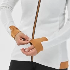 WEDZE Fleece Vest Voor Skiën Dames 500 Warm Merino -Kleding Verkoop damesfleecejack voor skien 500 warm merinowol witgrijs 6