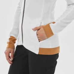 WEDZE Fleece Vest Voor Skiën Dames 500 Warm Merino -Kleding Verkoop damesfleecejack voor skien 500 warm merinowol witgrijs 7