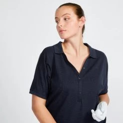 Golfpolo Voor Dames MW520 Korte Mouwen -Kleding Verkoop golfpolo voor dames mw520 korte mouwen marineblauw 2