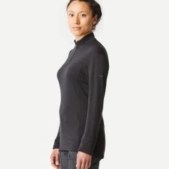 Merino Shirt Voor Trekking Dames MT500 Lange Mouwen Rits Aan De Hals -Kleding Verkoop merino shirt voor trekking dames mt500 lange mouwen rits aan de hals 3