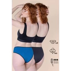 Pak 2 Menstruatie Slips Biologische Bamboe Katoenen Carla -Kleding Verkoop pak 2 menstruatie slips biologische bamboe katoenen carla 3
