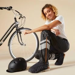 BTWIN Regenbroek Met Geïntegreerde Schoencovers Voor Op De Fiets 540 Dames Zwart -Kleding Verkoop regenbroek met geintegreerde schoencovers voor op de fiets 540 dames zwart 10