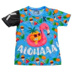 RUNNING SHIRT #PINEAPPLE Voor DAMES - KAMUABU Kleur BLAUW 90grs