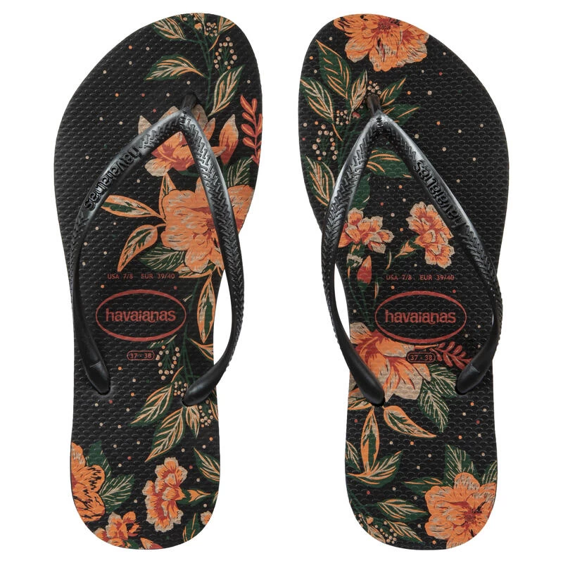 Havaianas Slippers Voor Dames Slim Floral Zwart 4 Havaianas Slippers Voor Dames Slim Floral Zwart - Afbeelding 2
