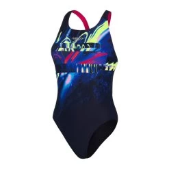 Speedo Placement Digital Powerback Swimsuit - Black/ Magenta/ Blue/ Yellow -Kleding Verkoop speedo placement digital powerback swimsuit black magenta blue yellow 3