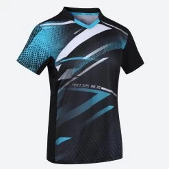 Tafeltennis T-shirt Voor Dames TTP560 Zwart Blauw
