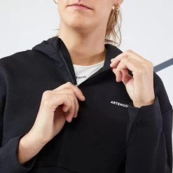 Artengo Tennissweater Met Capuchon Voor Dames Dry 900 -Kleding Verkoop tennissweater met capuchon voor dames dry 900 zwart 2