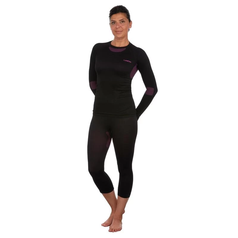 WEDZE Thermobroek Voor Skiën Seamless Dames BL 580 I-Soft Zwart/paars 4 WEDZE Thermobroek Voor Skiën Seamless Dames BL 580 I-Soft Zwart/paars - Afbeelding 2