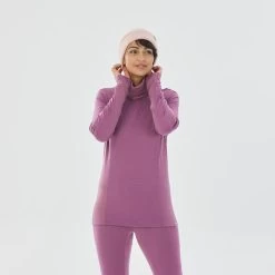 WEDZE Thermoshirt Voor Skiën Dames BL900 Opstaande Kraag Merinowol