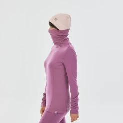 WEDZE Thermoshirt Voor Skiën Dames BL900 Opstaande Kraag Merinowol -Kleding Verkoop thermoshirt voor skien dames bl900 opstaande kraag merinowol roze 4