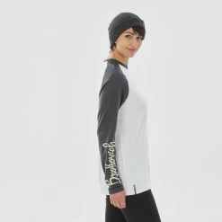 WEDZE Thermoshirt Voor Skiën Voor Dames BL 590 Brokovich Merinowol Grijs/wit -Kleding Verkoop thermoshirt voor skien voor dames bl 590 brokovich merinowol grijswit 3