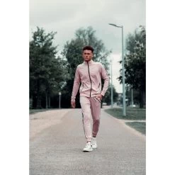 Trainingspak Kids/Volwassenen Zalm Roze Slimfit Polyester -Kleding Verkoop trainingspak kidsvolwassenen zalm roze slimfit polyester 3