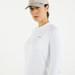Tribord Uv-werend Shirt Voor Dames Sailing 500 Lange Mouwen Wit