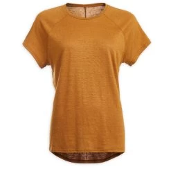 Yoga T-shirt Voor Dames 100% Linnen Made In France Camel -Kleding Verkoop yoga t shirt voor dames 100 linnen made in france camel 4
