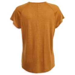 Yoga T-shirt Voor Dames 100% Linnen Made In France Camel -Kleding Verkoop yoga t shirt voor dames 100 linnen made in france camel 5