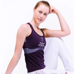 Yoga Tanktop 70% Bio Katoen Naadloos, Yoga Top Geïntegreerde Ondersteuning Paars